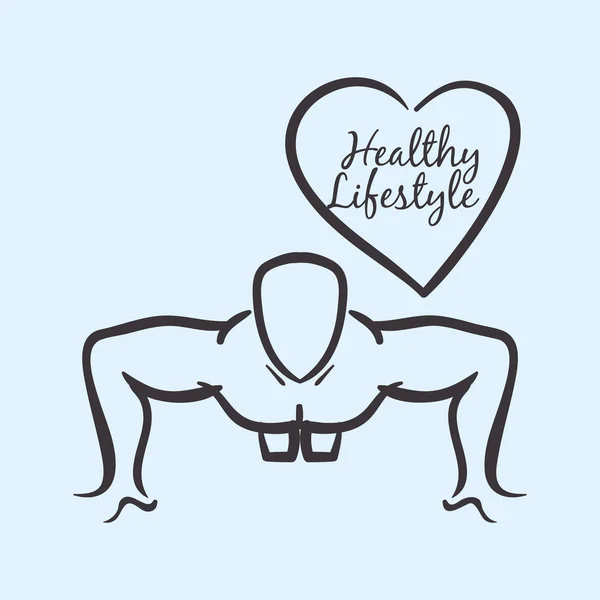 Healthy lifestyle design. Bodybuilding illustration. white backg — Stock Vector