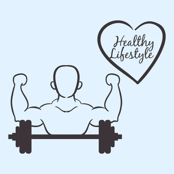 Hälsosam livsstil design. Bodybuilding illustration. vit backg — Stock vektor