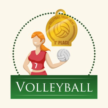 Voleybol tasarım. Spor idolü. İzole illüstrasyon, editanle vektör