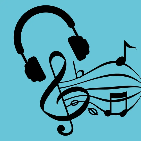 Musikdesign. Kopfhörer-Symbol. isolierte Abbildung, editanler Vektor — Stockvektor