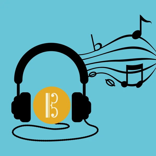 Music design. headphones icon. Isolated illustration , editanle vector — Stock Vector