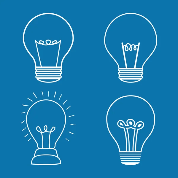 Conception d'idées. Icône ampoule. Illustration plate, vecteur — Image vectorielle