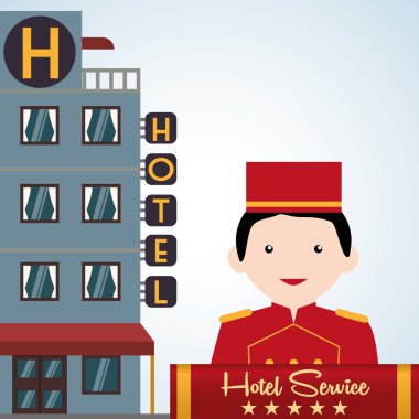 Otel tasarımı. seyahat etmek simge. İllüstrasyon izole ve düz