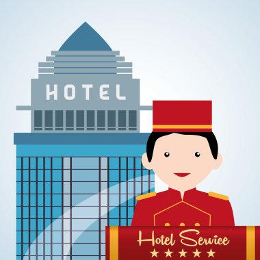 Otel tasarımı. seyahat etmek simge. İllüstrasyon izole ve düz