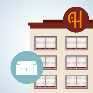 Otel tasarımı. seyahat etmek simge. İllüstrasyon izole ve düz