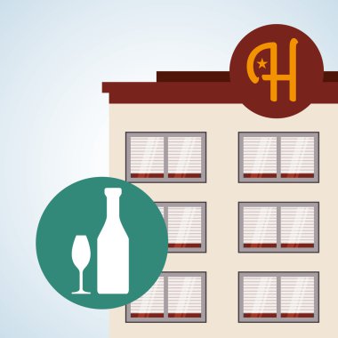 Otel tasarımı. seyahat etmek simge. İllüstrasyon izole ve düz