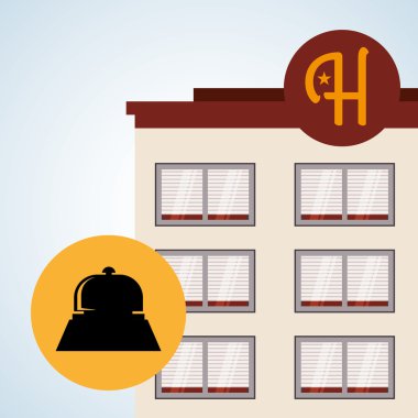 Otel tasarımı. seyahat etmek simge. İllüstrasyon izole ve düz