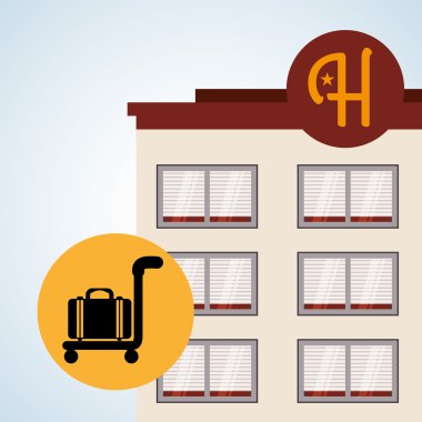 Otel tasarımı. seyahat etmek simge. İllüstrasyon izole ve düz