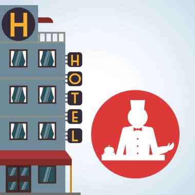 Otel tasarımı. seyahat etmek simge. İllüstrasyon izole ve düz