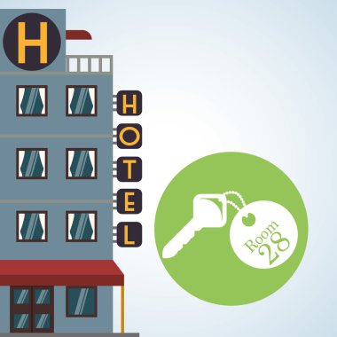 Otel tasarımı. seyahat etmek simge. İllüstrasyon izole ve düz