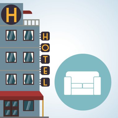 Otel tasarımı. seyahat etmek simge. İllüstrasyon izole ve düz
