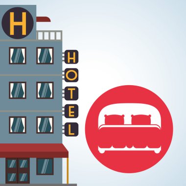 Otel tasarımı. seyahat etmek simge. İllüstrasyon izole ve düz