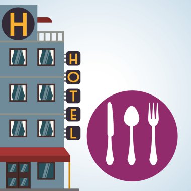 Otel tasarımı. seyahat etmek simge. İllüstrasyon izole ve düz