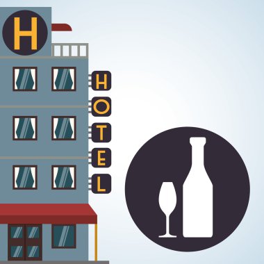 Otel tasarımı. seyahat etmek simge. İllüstrasyon izole ve düz