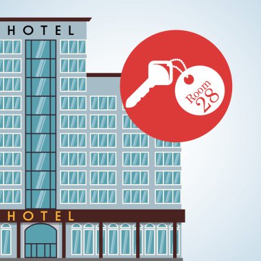 Otel tasarımı. seyahat etmek simge. İllüstrasyon izole ve düz
