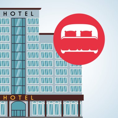 Otel tasarımı. seyahat etmek simge. İllüstrasyon izole ve düz