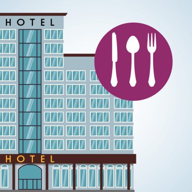 Otel tasarımı. seyahat etmek simge. İllüstrasyon izole ve düz