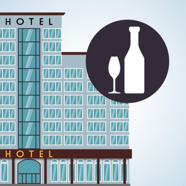 Otel tasarımı. seyahat etmek simge. İllüstrasyon izole ve düz