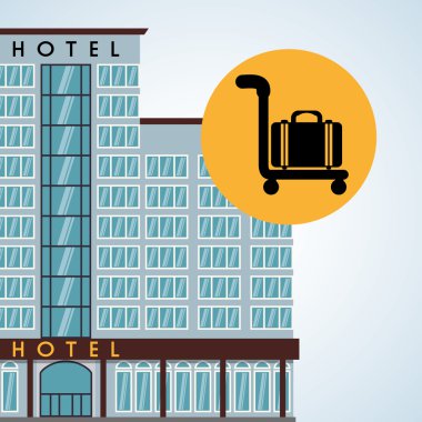 Otel tasarımı. seyahat etmek simge. İllüstrasyon izole ve düz