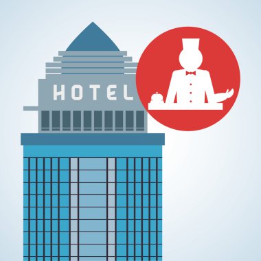 Otel tasarımı. seyahat etmek simge. İllüstrasyon izole ve düz