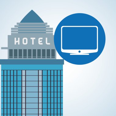 Otel tasarımı. seyahat etmek simge. İllüstrasyon izole ve düz