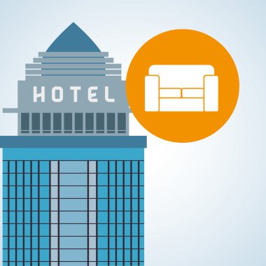 Otel tasarımı. seyahat etmek simge. İllüstrasyon izole ve düz