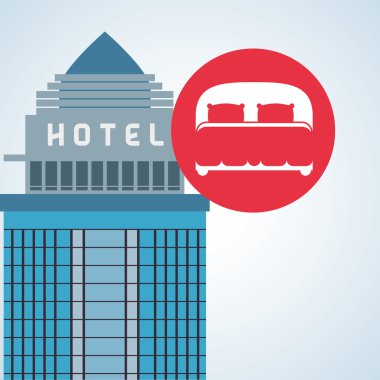 Otel tasarımı. seyahat etmek simge. İllüstrasyon izole ve düz