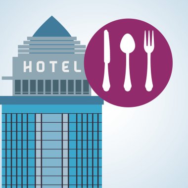 Otel tasarımı. seyahat etmek simge. İllüstrasyon izole ve düz