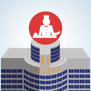 Otel tasarımı. seyahat etmek simge. İllüstrasyon izole ve düz