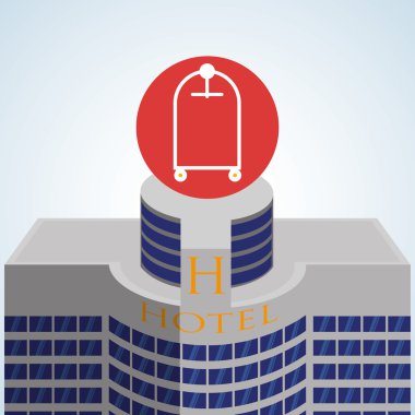 Otel tasarımı. seyahat etmek simge. İllüstrasyon izole ve düz