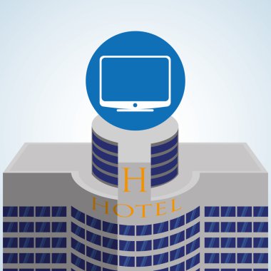 Otel tasarımı. seyahat etmek simge. İllüstrasyon izole ve düz