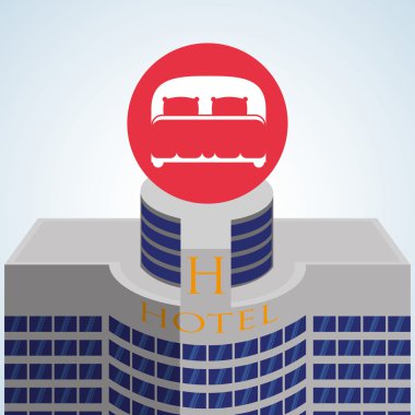 Otel tasarımı. seyahat etmek simge. İllüstrasyon izole ve düz