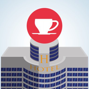 Otel tasarımı. seyahat etmek simge. İllüstrasyon izole ve düz