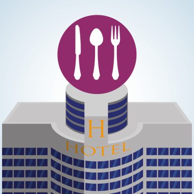 Otel tasarımı. seyahat etmek simge. İllüstrasyon izole ve düz