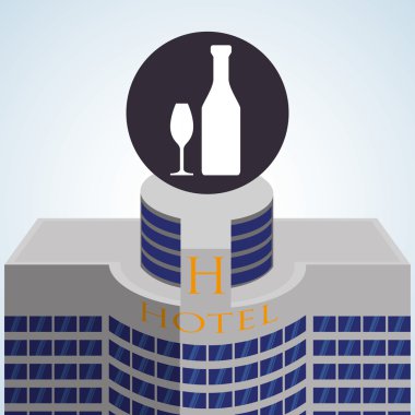 Otel tasarımı. seyahat etmek simge. İllüstrasyon izole ve düz