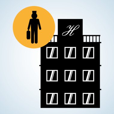 Otel tasarımı. seyahat etmek simge. İllüstrasyon izole ve düz