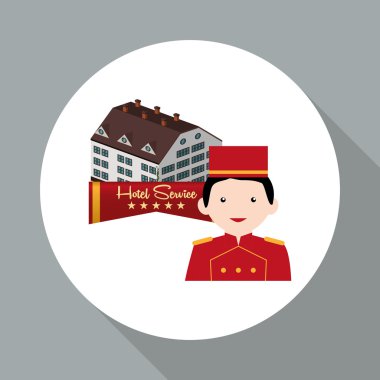 Otel tasarımı. seyahat etmek simge. İllüstrasyon izole ve düz