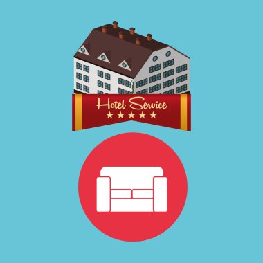 Otel tasarımı. seyahat etmek simge. İllüstrasyon izole ve düz