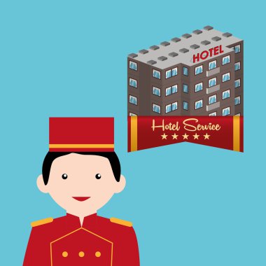 Otel tasarımı. seyahat etmek simge. İllüstrasyon izole ve düz