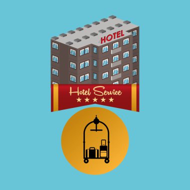 Otel tasarımı. seyahat etmek simge. İllüstrasyon izole ve düz