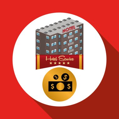 Otel tasarımı. seyahat etmek simge. İllüstrasyon izole ve düz