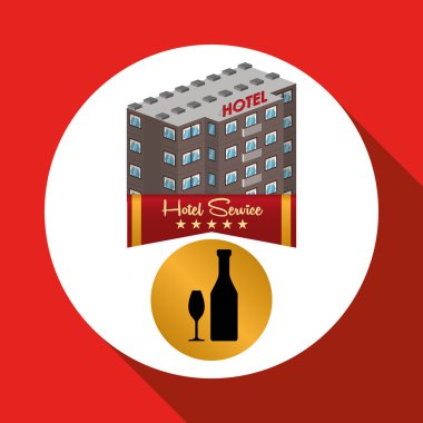 Otel tasarımı. seyahat etmek simge. İllüstrasyon izole ve düz