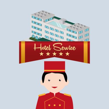 Otel tasarımı. seyahat etmek simge. İllüstrasyon izole ve düz