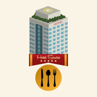 Otel tasarımı. seyahat etmek simge. İllüstrasyon izole ve düz