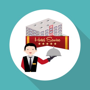 Otel tasarımı. seyahat etmek simge. İllüstrasyon izole ve düz