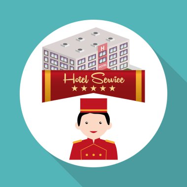 Otel tasarımı. seyahat etmek simge. İllüstrasyon izole ve düz