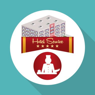 Otel tasarımı. seyahat etmek simge. İllüstrasyon izole ve düz