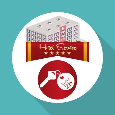 Otel tasarımı. seyahat etmek simge. İllüstrasyon izole ve düz