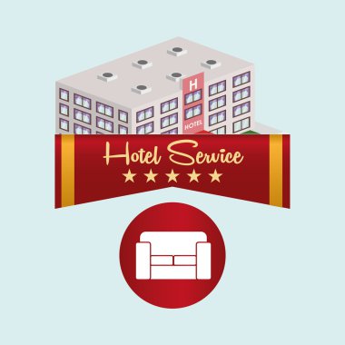 Otel tasarımı. seyahat etmek simge. İllüstrasyon izole ve düz