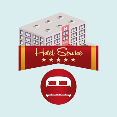 Otel tasarımı. seyahat etmek simge. İllüstrasyon izole ve düz